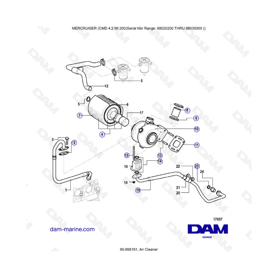 MERCRUISER CMD 4.2 MI 200 - Filtro de aire