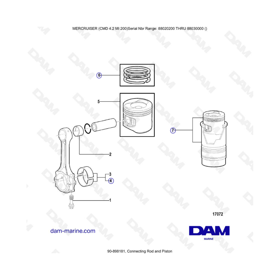 MERCRUISER CMD 4.2 MI 200 - Connecting rod & piston