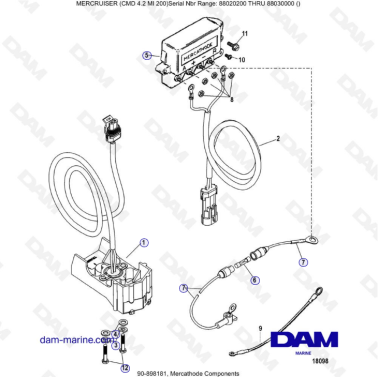 MERCRUISER CMD 4.2 MI 200 - Mercathode components