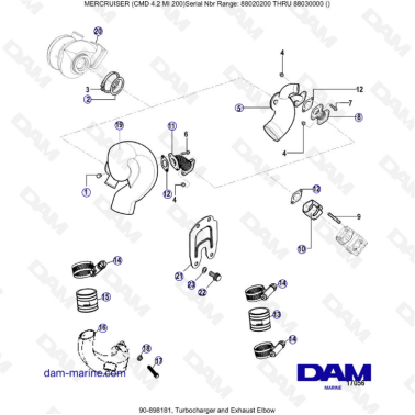 MERCRUISER CMD 4.2 MI 200 - Turbocharger & Exhaust Elbow