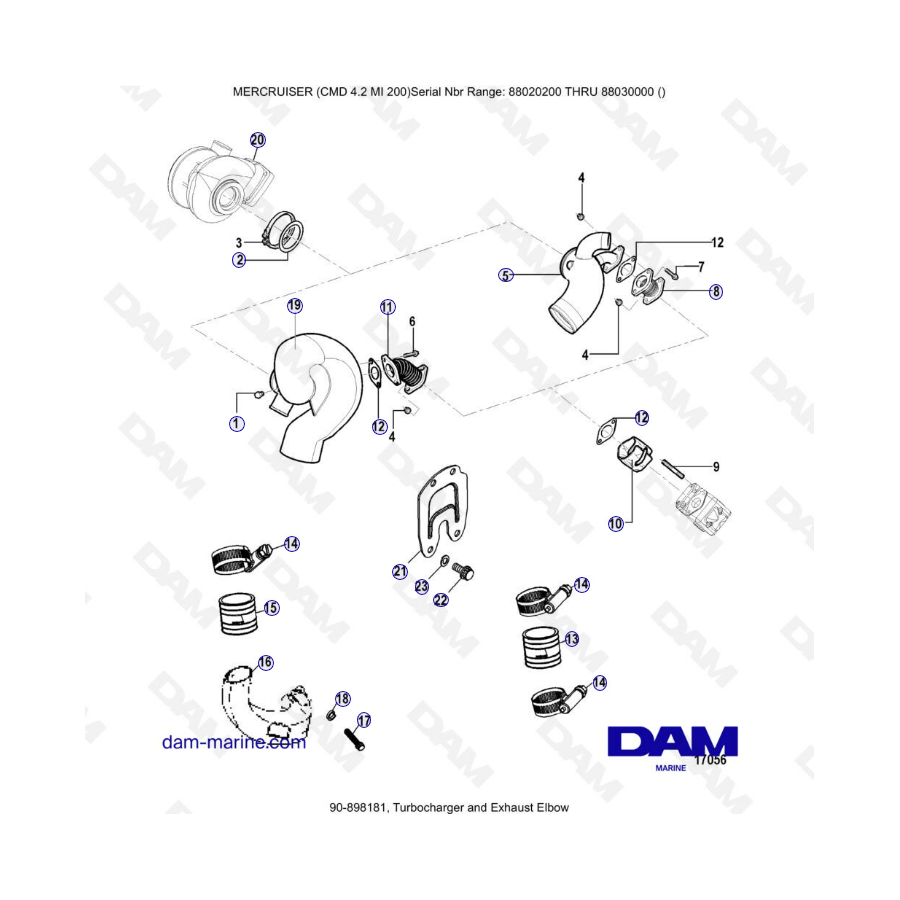 MERCRUISER CMD 4.2 MI 200 - Turbocharger & Exhaust Elbow
