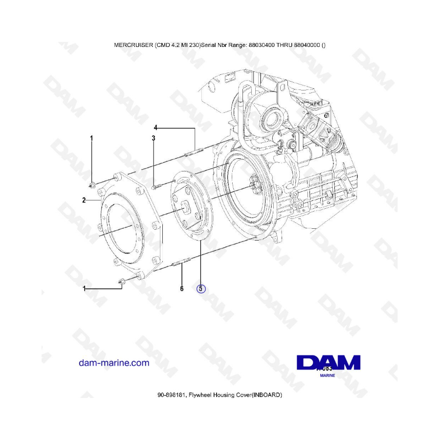 MERCRUISER CMD 4.2 MI 230 - Flywheel housing cover (inboard)