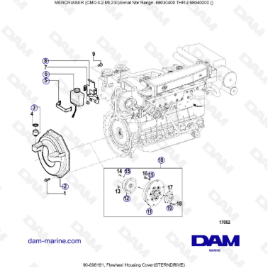 MERCRUISER CMD 4.2 MI 230 - Flywheel housing cover (sterndrive)
