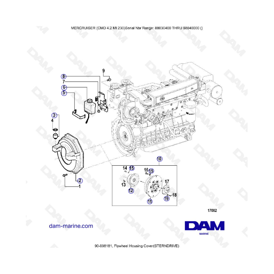 MERCRUISER CMD 4.2 MI 230 - Flywheel housing cover (sterndrive)