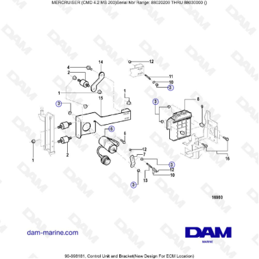 MERCRUISER CMD 4.2 MS 200 - Control unit & bracket