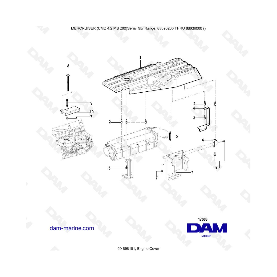 MERCRUISER CMD 4.2 MS 200 - Tapa del motor