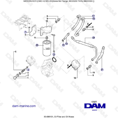 MERCRUISER CMD 4.2 MS 200 - Oil filter & Oil hoses