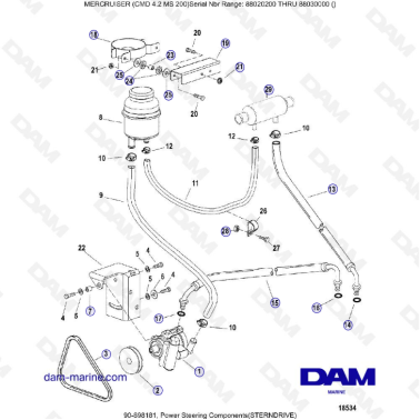 MERCRUISER CMD 4.2 MS 200 - Power steering components