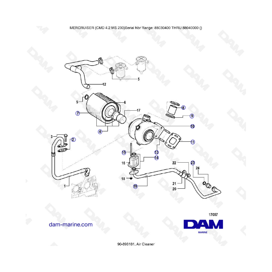 MERCRUISER CMD 4.2 MS 230 Air Cleaner