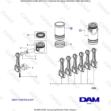 MERCRUISER CMD QSD 4.2 EI 320 - Connecting rod & pistons