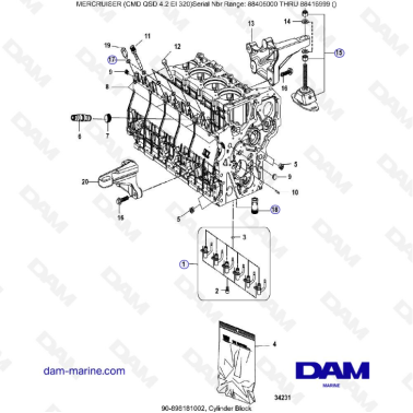 MERCRUISER CMD QSD 4.2 EI 320 - Cylinder block