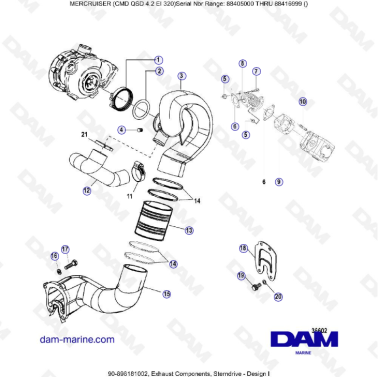 MERCRUISER CMD QSD 4.2 EI 320 - Exhaust components, sterndrive
