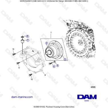 MERCRUISER CMD QSD 4.2 EI 320 - Flywheel housing cover (sterndrive)