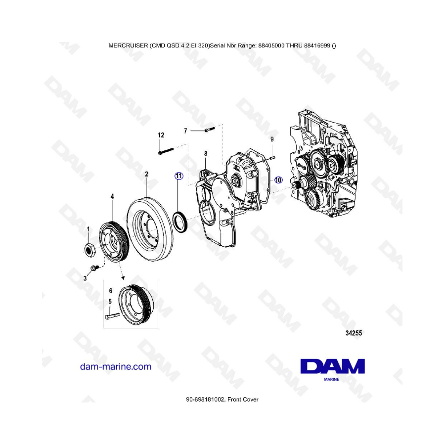 MERCRUISER CMD QSD 4.2 EI 320 - Front cover