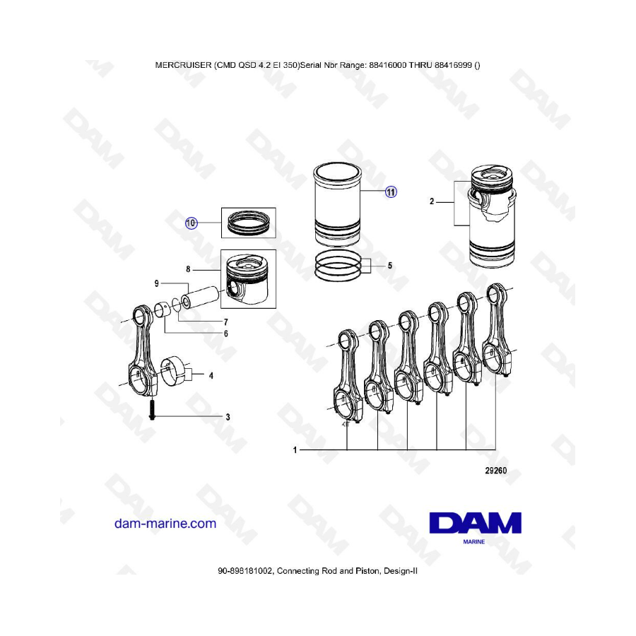 MERCRUISER CMD QSD 4.2 EI 350 - Connecting rod & piston (2)