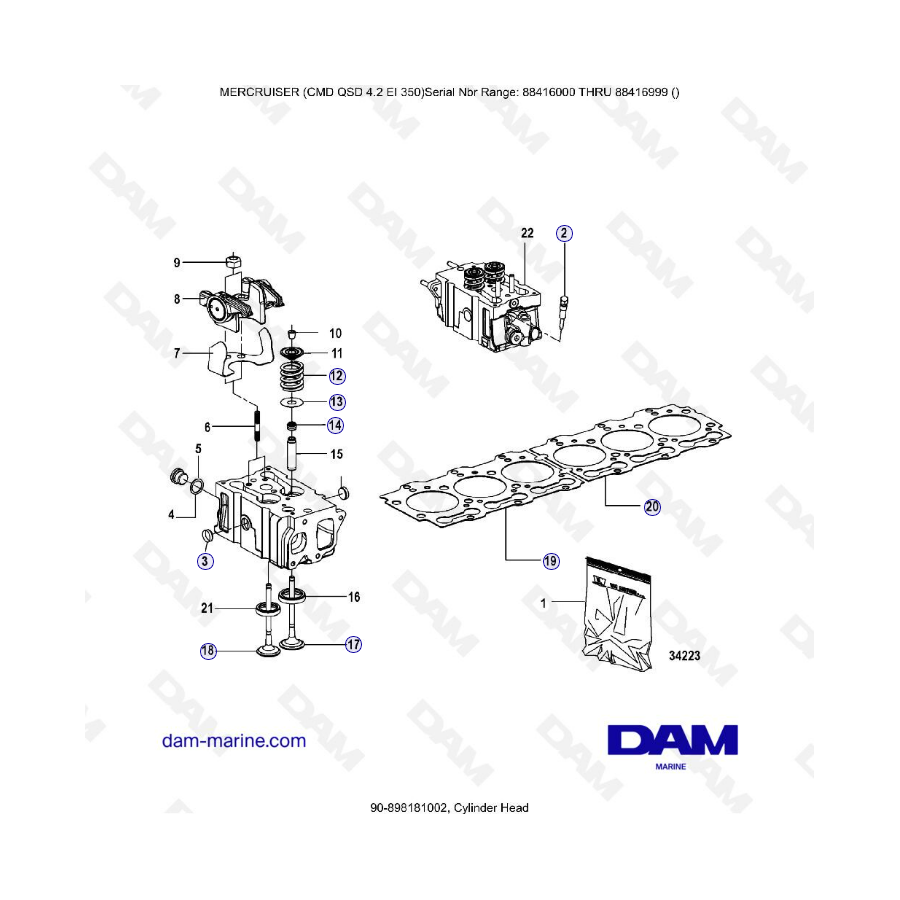 MERCRUISER CMD QSD 4.2 EI 350 - Cylinder head