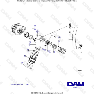 MERCRUISER CMD QSD 4.2 EI 350 - Exhaust components (inboard)