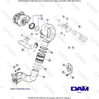 MERCRUISER CMD QSD 4.2 EI 350 - Exhaust components (sterndrive)