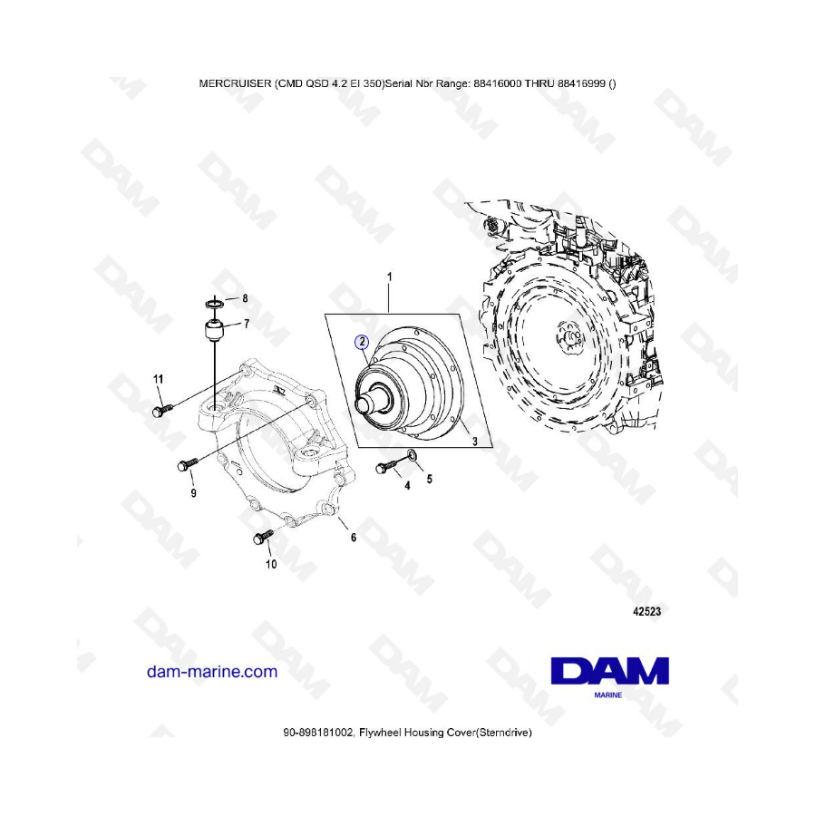 MERCRUISER CMD QSD 4.2 EI 350 - Flywheel housing cover (sterndrive)