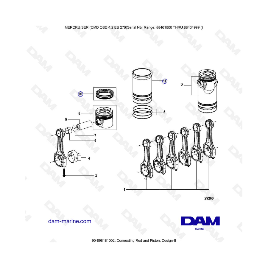 MERCRUISER CMD QSD 4.2 ES 270 - Biela y pistón (2) 