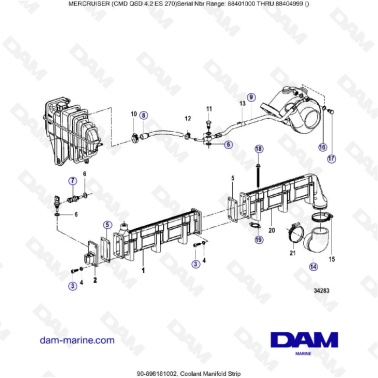 MERCRUISER CMD QSD 4.2 ES 270 - Coolant manifold strip