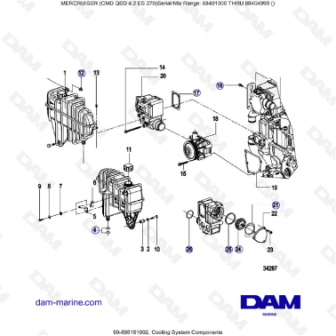 MERCRUISER CMD QSD 4.2 ES 270 - Cooling system components