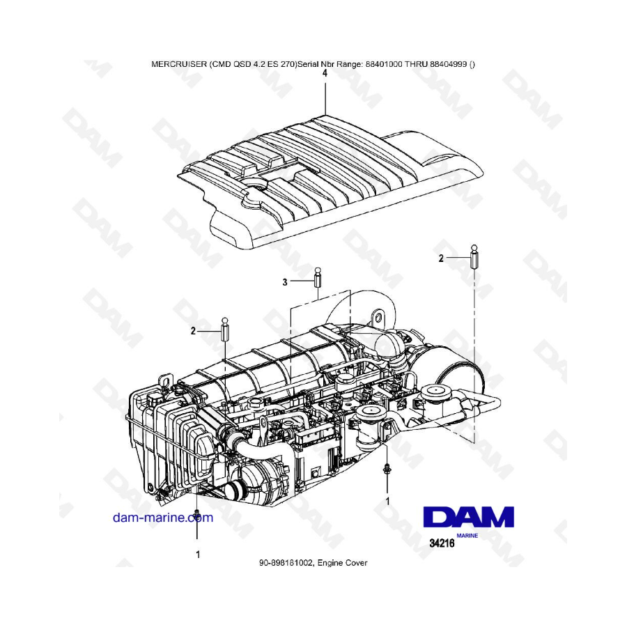 MERCRUISER CMD QSD 4.2 ES 270 - Cubierta del motor