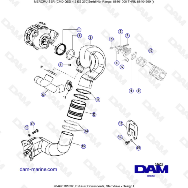 MERCRUISER CMD QSD 4.2 ES 270 - Exhaust components (sterndrive)