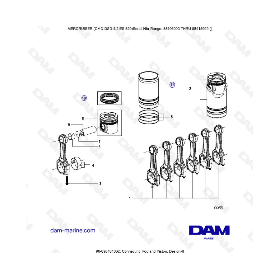MERCRUISER CMD QSD 4.2 ES 320 - Connecting rod & piston (2)