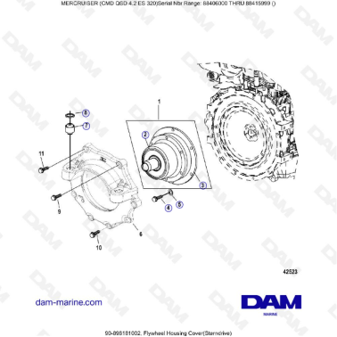 MERCRUISER CMD QSD 4.2 ES 320 - flywheel housing cover (sterndrive)