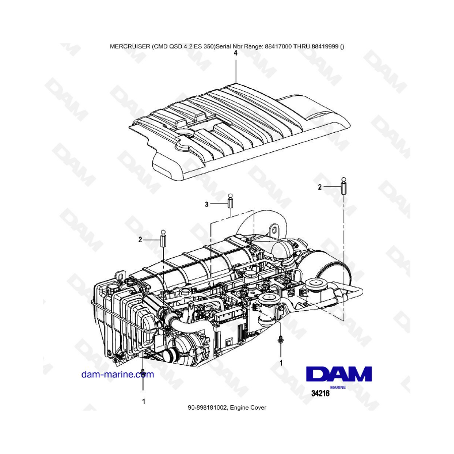 MERCRUISER CMD QSD 4.2 ES 350 - Cubierta del motor