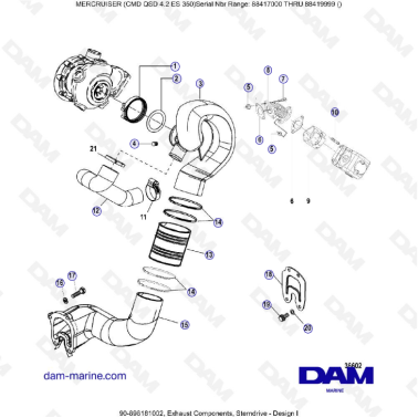 MERCRUISER CMD QSD 4.2 ES 350 - Exhaust components (Sterndrive 1)