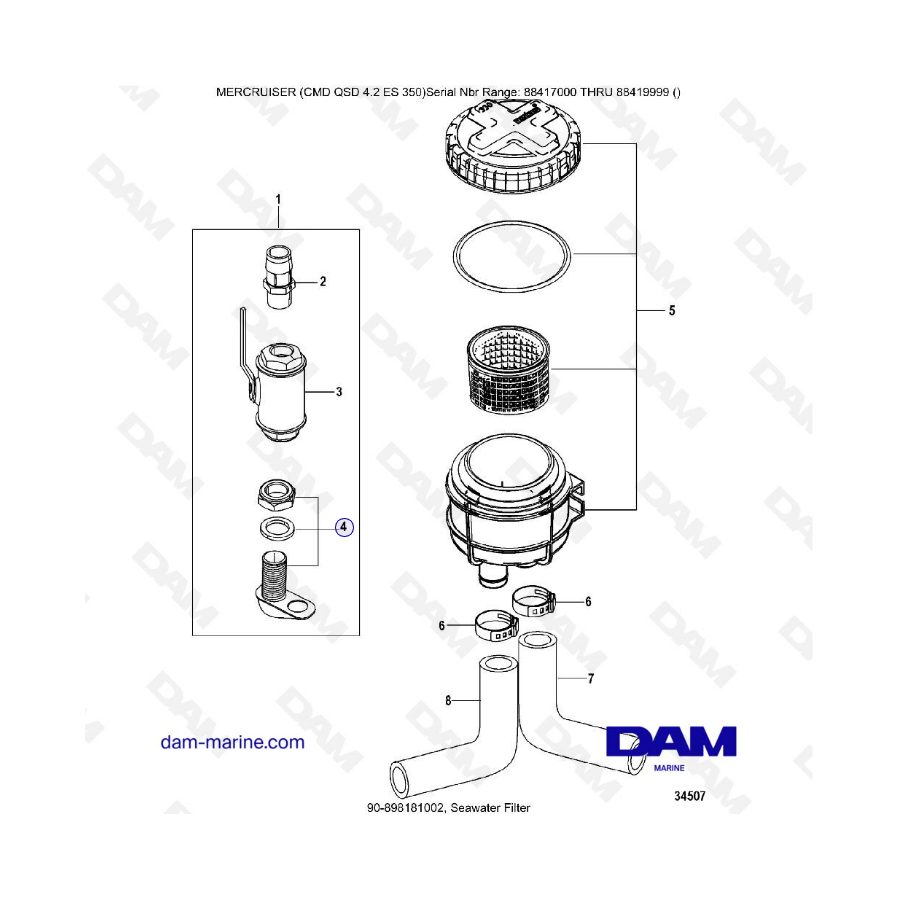 MERCRUISER CMD QSD 4.2 ES 350 - Seawater filter 2