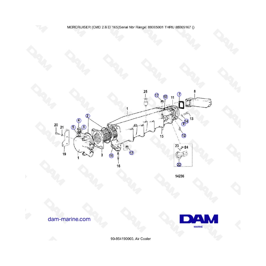 MERCRUISER CMD QSD 2.8 EI 165 - Enfriador de aire