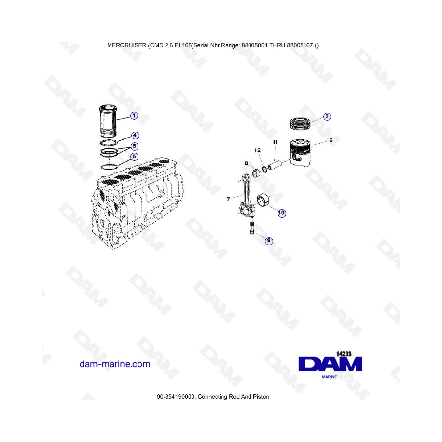 MERCRUISER CMD QSD 2.8 EI 165 - Connecting rod & piston