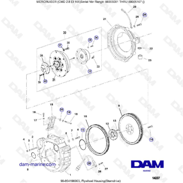 MERCRUISER CMD 2.8 EI 165 - Flywheel housing (sterndrive)
