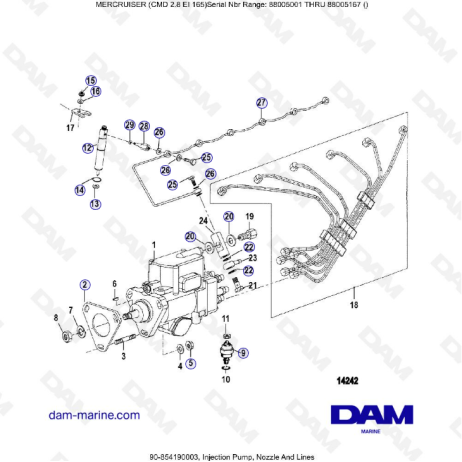 MERCRUISER CMD 2.8 EI 165 - Injection pump, nozzle & lines