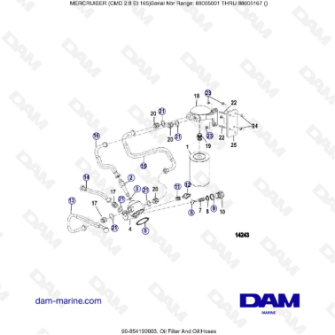 MERCRUISER CMD 2.8 EI 165 - Oil filter & Oil hoses
