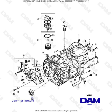 MERCRUISER CMD 2.8 EI 165 - Transmission (Down angle) (inboard)