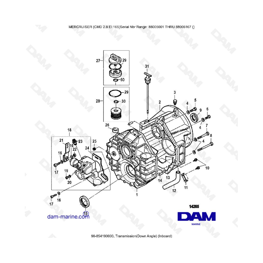 MERCRUISER CMD 2.8 EI 165 - Transmission (Down angle) (inboard)