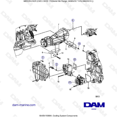 MERCRUISER CMD 2.8 EI 170 - Cooling system components