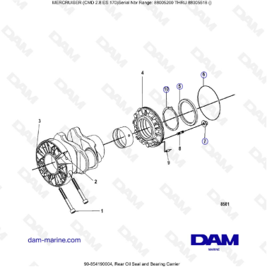 MERCRUISER CMD 2.8 EI 170 - Rear oil seal & Bearing carrier