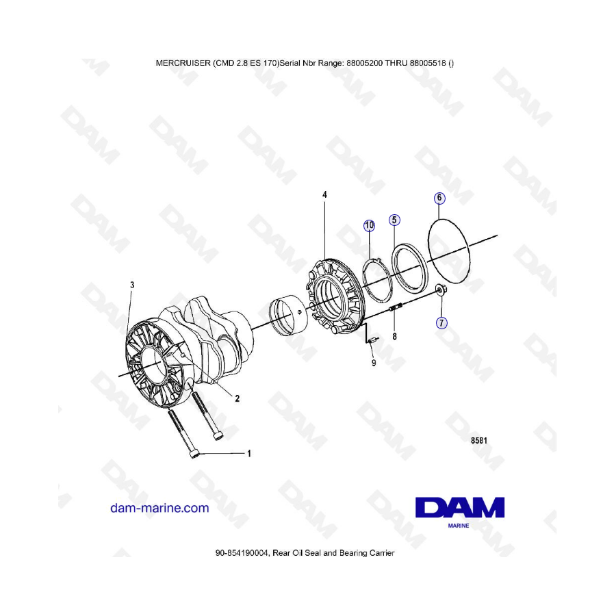 MERCRUISER CMD 2.8 EI 170 - Rear oil seal & Bearing carrier