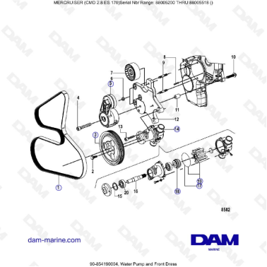 MERCRUISER CMD 2.8 EI 170 - Water pump & front dress