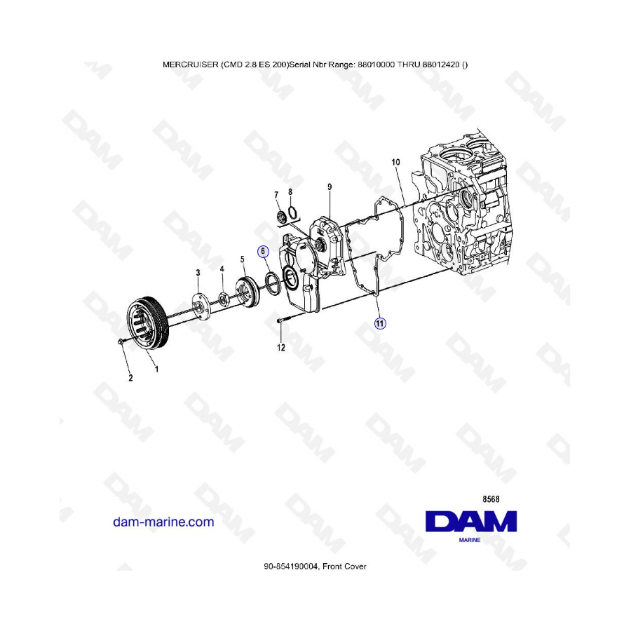 MERCRUISER CMD 2.8 EI 200 - Front cover