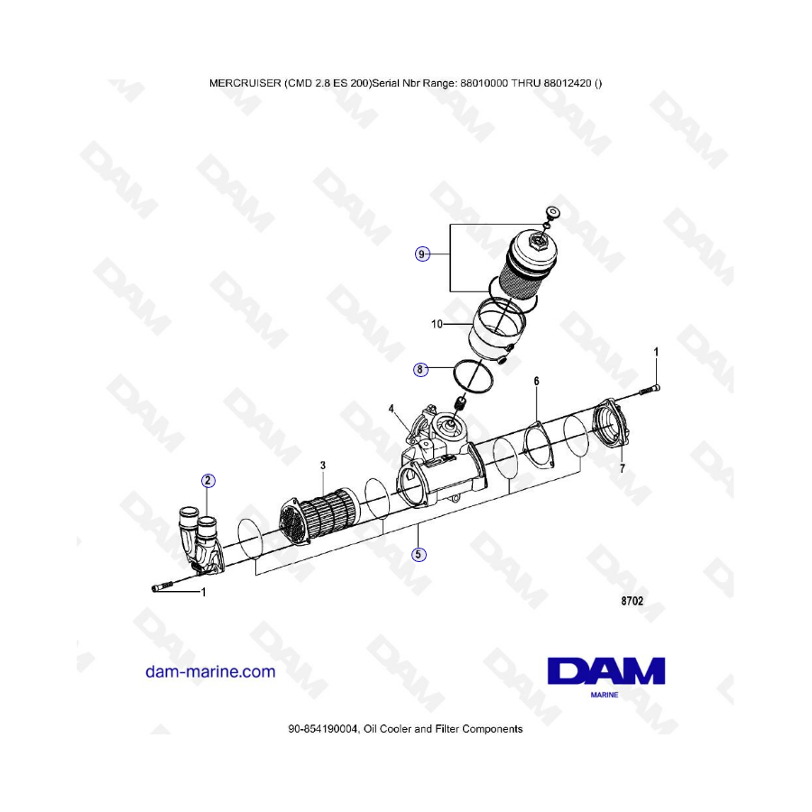 MERCRUISER CMD 2.8 EI 200 - Oil cooler & filter components MERCRUISER CMD 2.8 EI 200 - Oil cooler & filter components