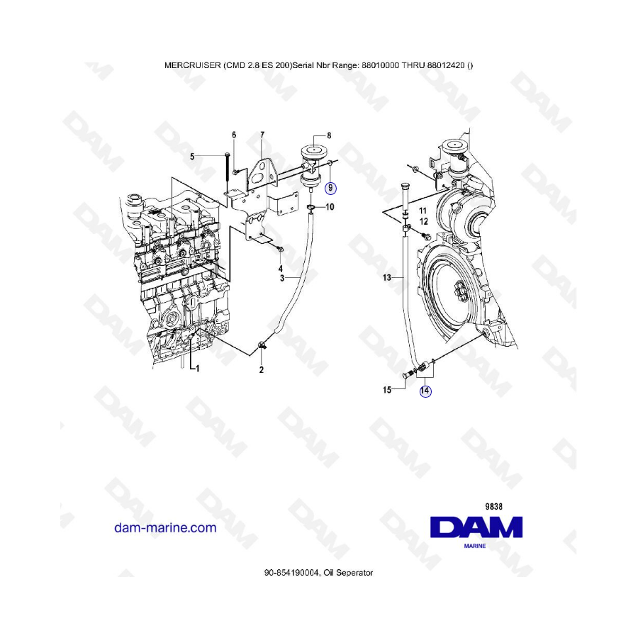 MERCRUISER CMD 2.8 EI 200 - Oil separator