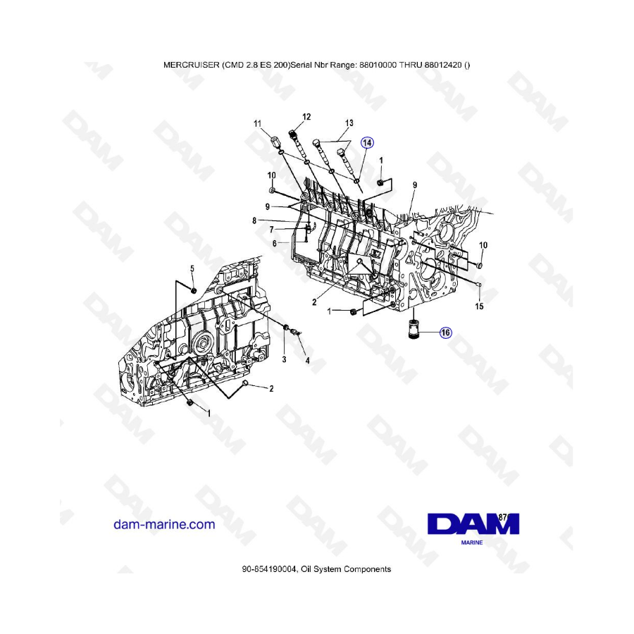 MERCRUISER CMD 2.8 EI 200 - Oil system components