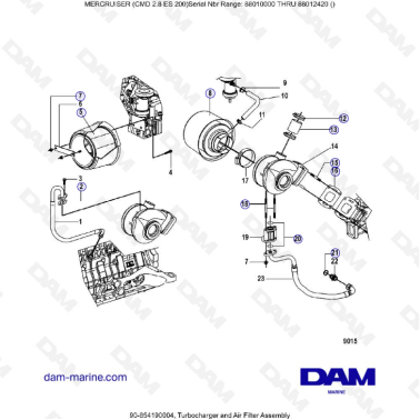 MERCRUISER CMD 2.8 EI 200 - Turbocharger & air filter assembly