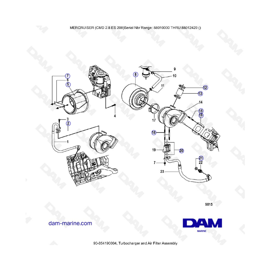 MERCRUISER CMD 2.8 EI 200 - Turbocharger air filter assembly